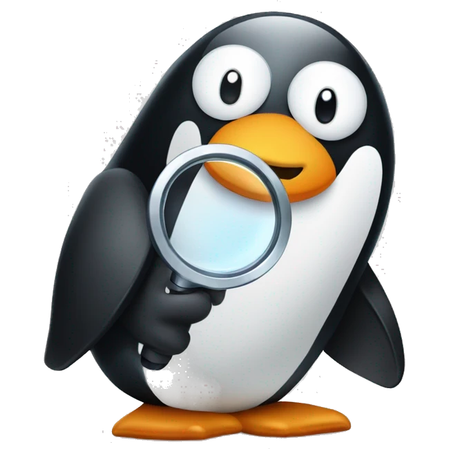  penguin with magnifying glass emoji