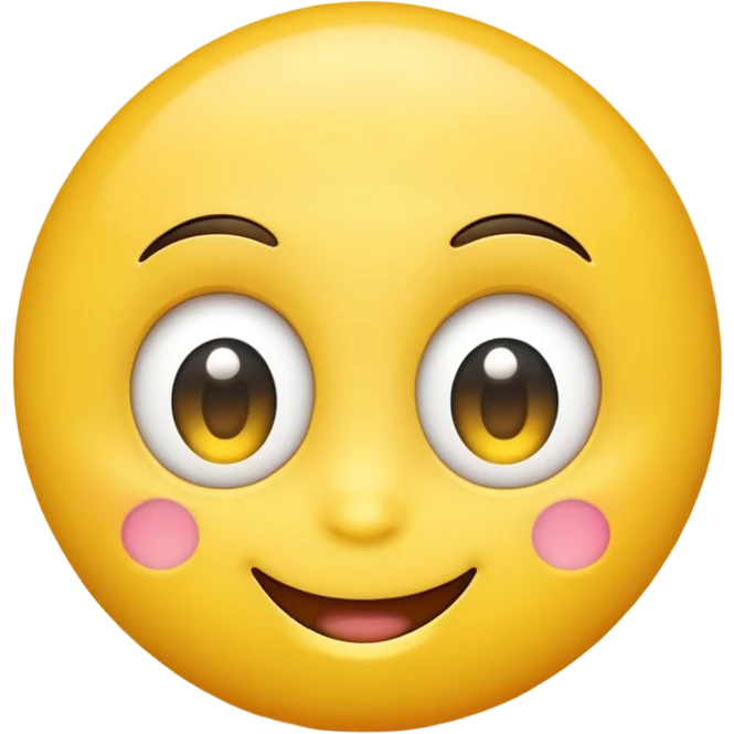 A cute smiling yellow emoji with big sparkling eyes, cartoon style, 3D, bright colors, high detail emoji