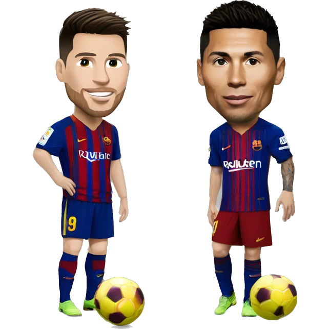 Ronaldo et Messi qui soulève une coupe emoji