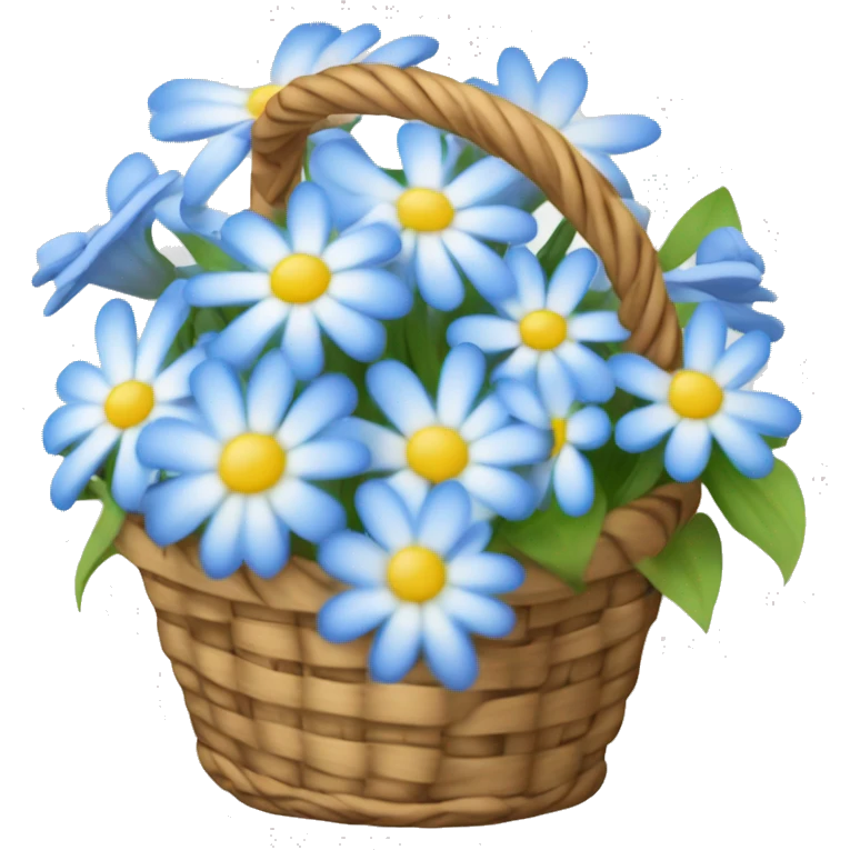 Basket of forget me nots and white daisy’s  emoji