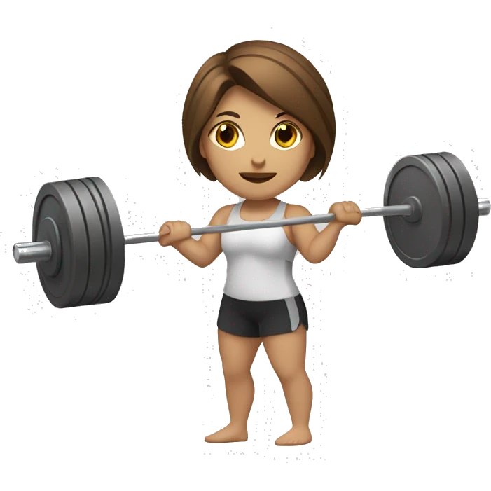 Three Caucasian girls with brown hair doing Olympic weightlifting with a barbell emoji