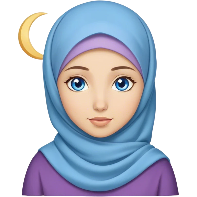 Turkish beautiful finish Konya girl blue eyes with lila color and ramadan moon hijab  emoji
