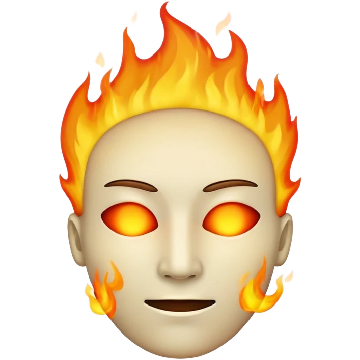 completely featureless head with fire, no eyes, no nose, no mouth, blank face emoji