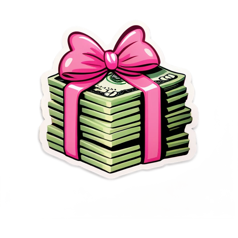 stack of money with a pink bow emoji