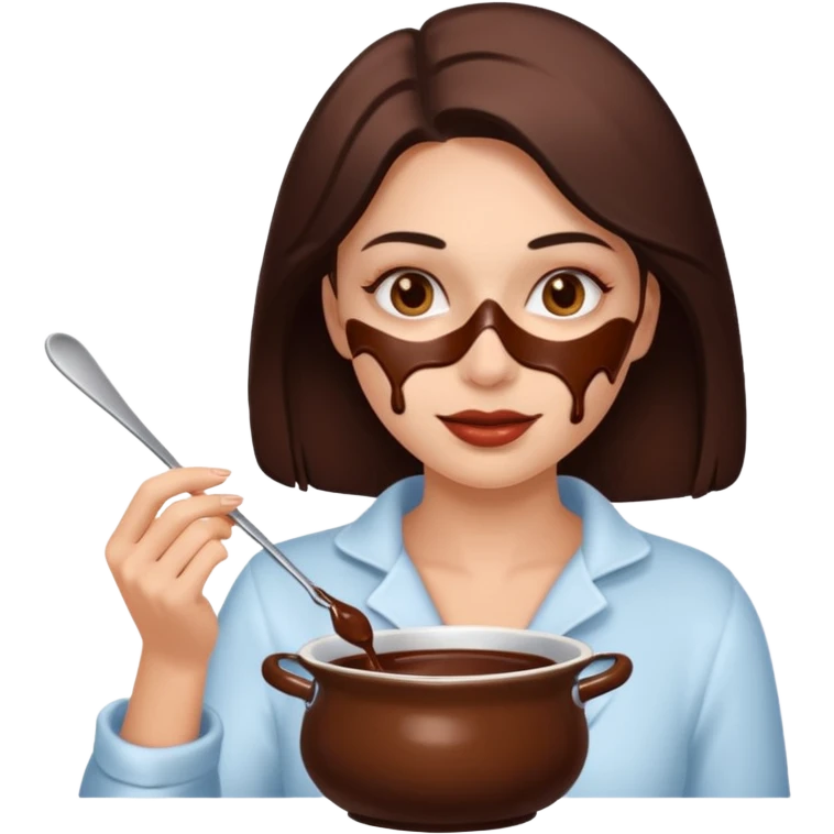 woman almost eating chocolate fondue emoji