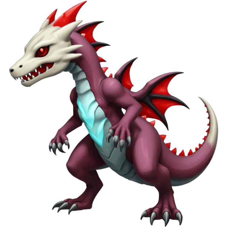 Shiny White Evil Glowing Eldritch Marowak-Salandit-Duskull-Darkdramon-fusion with bloody red markings emoji