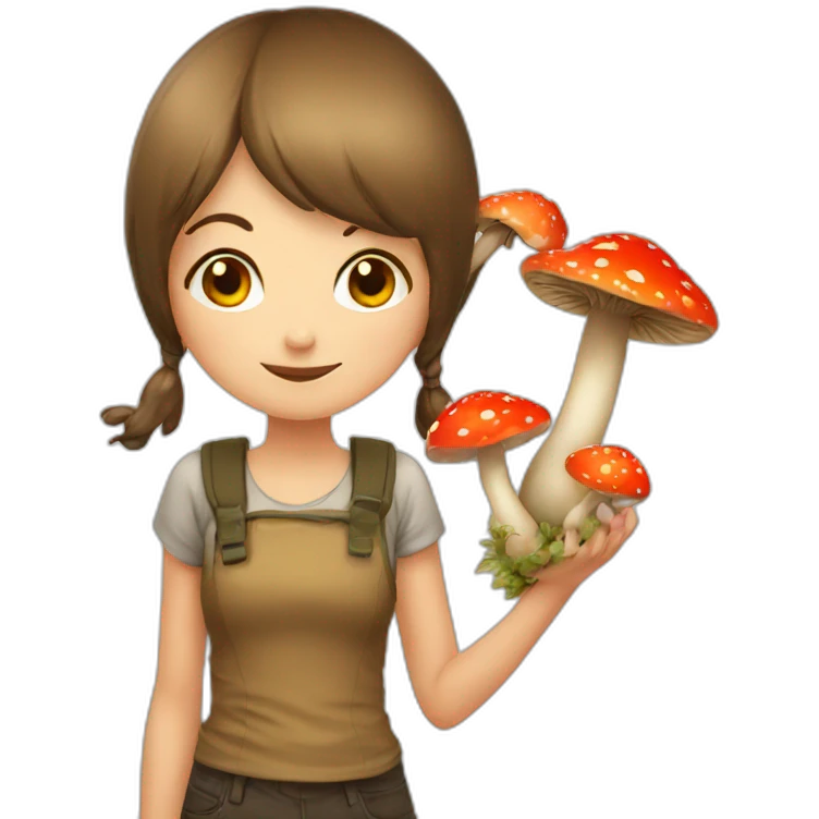 Girl with mushroom emoji