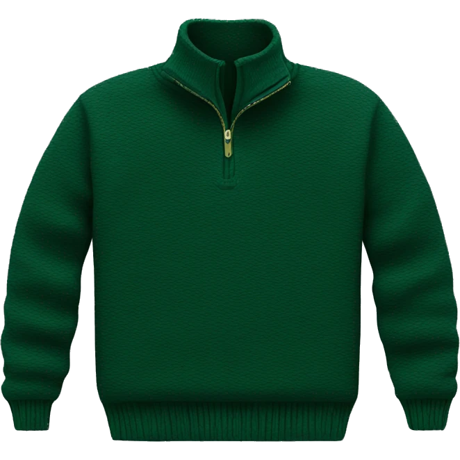 Plain Dark green quarter zip sweater emoji