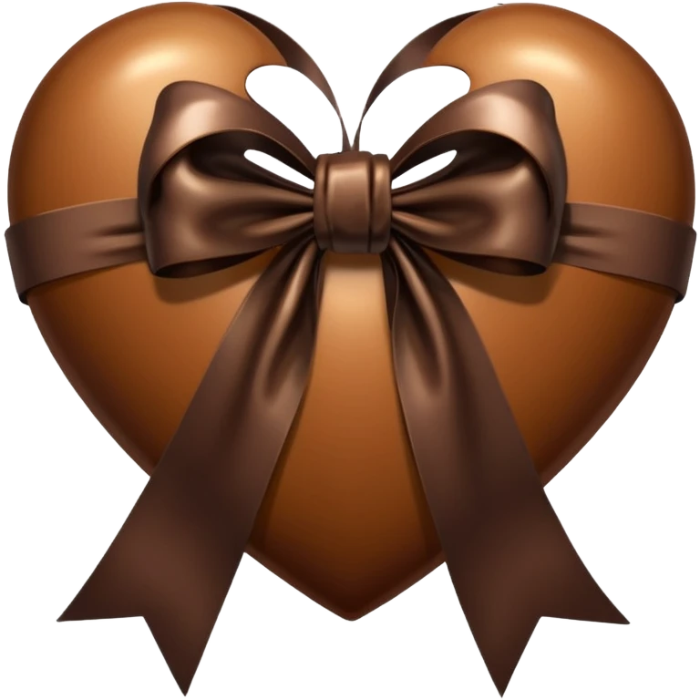 Brown heart with dark brown bow ribbon emoji
