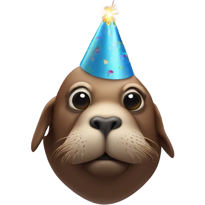 Birthday walrus with laser eyes  emoji