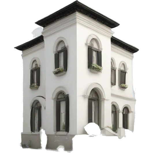 White Italian villa with black details emoji
