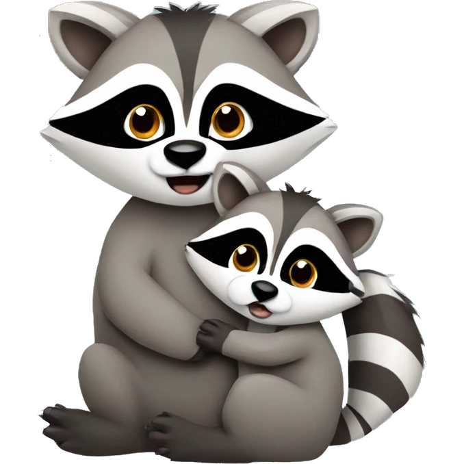 Cute racoon with  baby racoon emoji