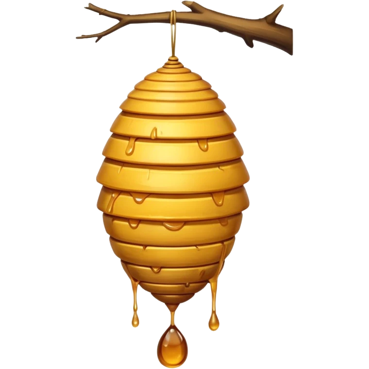 A hanging beehive dripping golden honey from its base. emoji