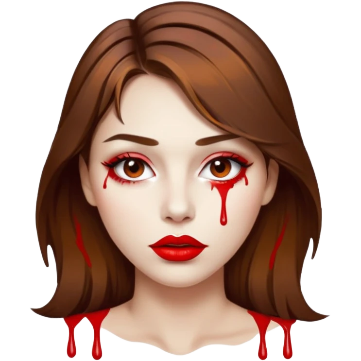 Brown Hair Woman , white paint , drip, face, hot  Sexy, lips emoji