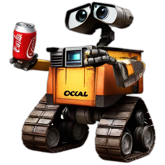 Wall•e drinking a coca cola emoji