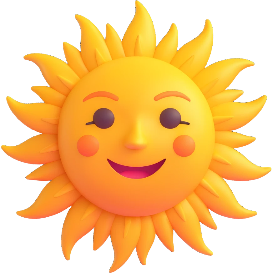 simple 3D sun, no facial features, no eyes, no mouth, no internal details, just circle and rays, suitable for Discord role icon emoji