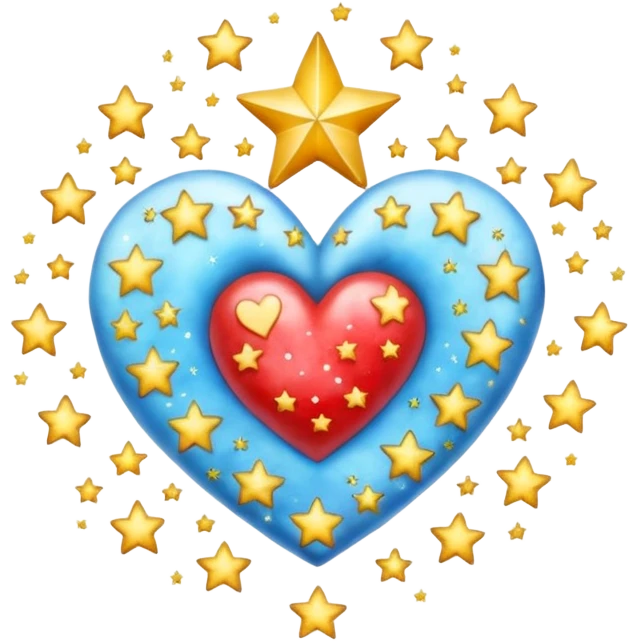 corazon celeste con estrellas emoji