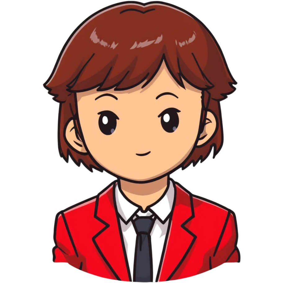 Kiyotaka Ayanokoji from Classroom of the Elite, calm and emotionless expression, brown hair with bangs, sharp eyes, wearing red school blazer with white shirt emoji