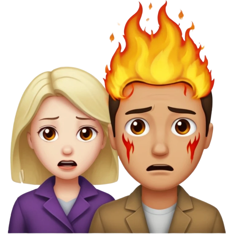  woman being burned in front of a very handsome man emoji