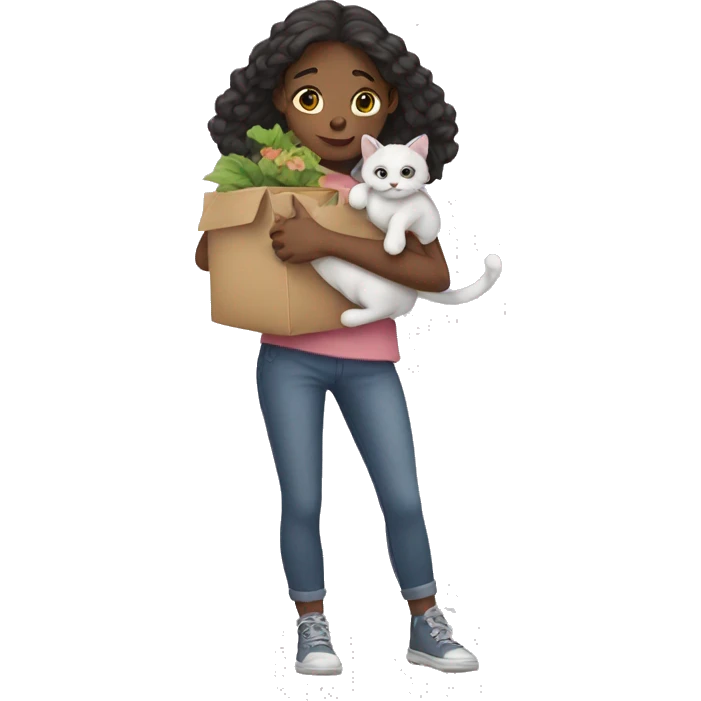 girl carrying cat emoji