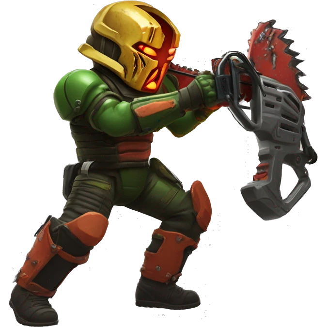 the doom slayer gutting a demon with a chainsaw emoji