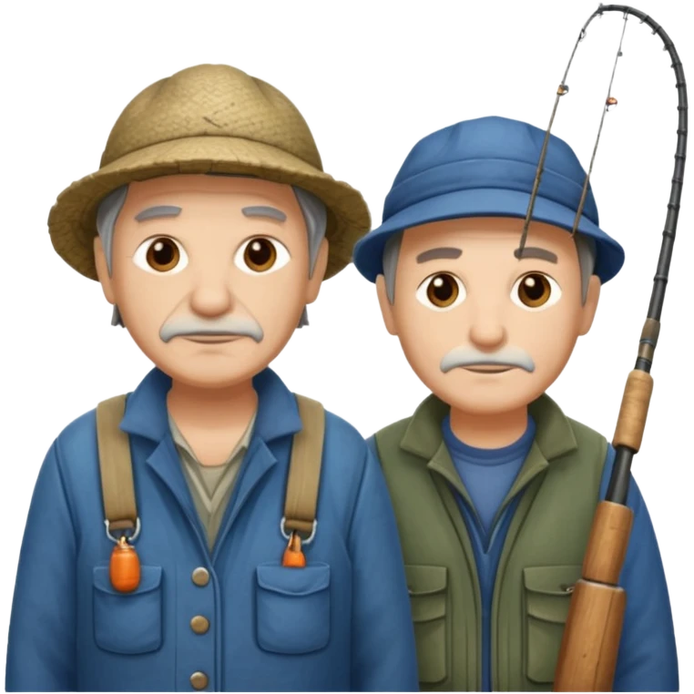 2 pescadores uno mayor y el otro joven, piel clara y pelo oscuro emoji