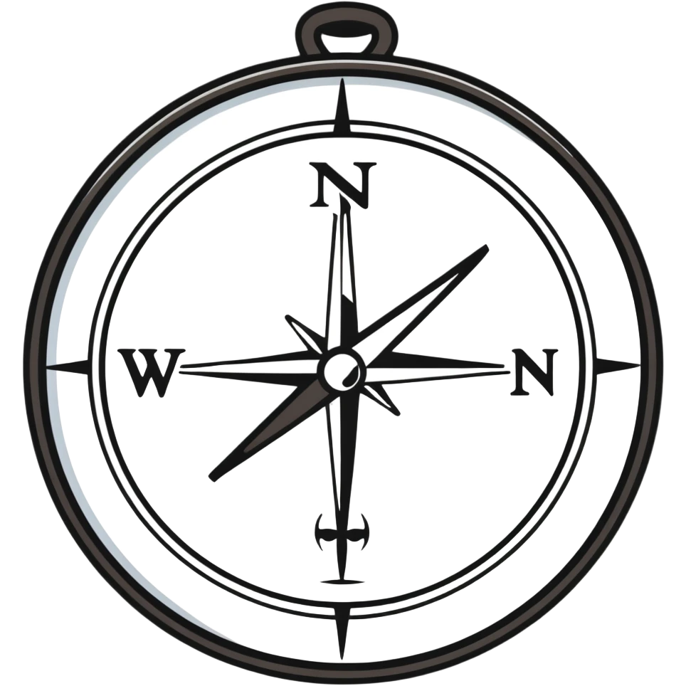 navigational compass with white awareness ribbon emoji