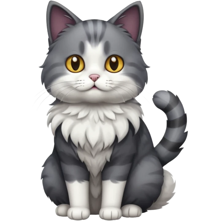 full body dark grey and white cat emoji