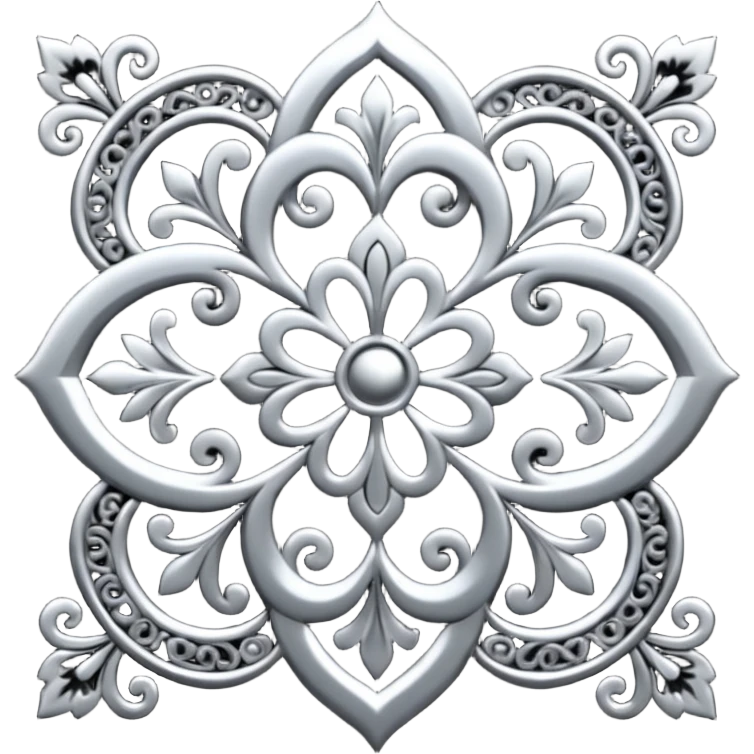 Black and silver filigree design, 3D, extremely detailed design emoji
