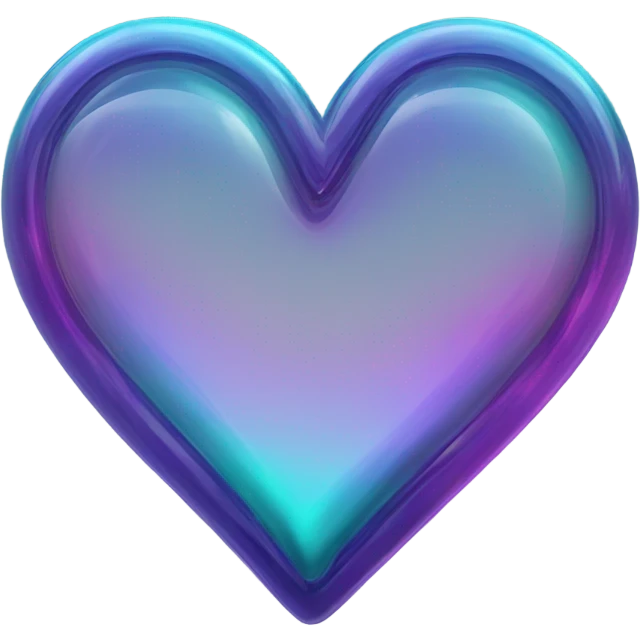 Neon glass teal mauve heart  emoji