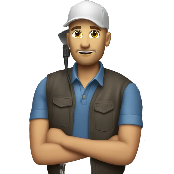 White trucker smoker talking on walkie talkie emoji