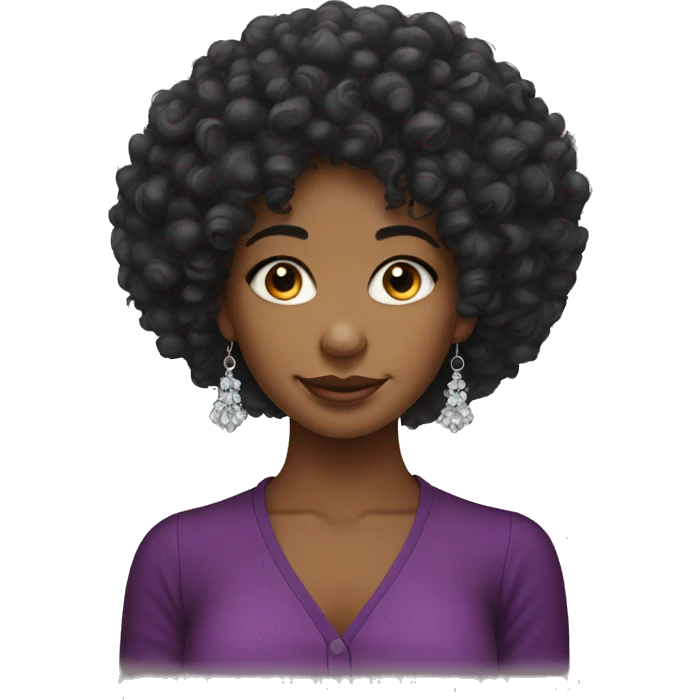 Curly afro girl bangs with earrings emoji