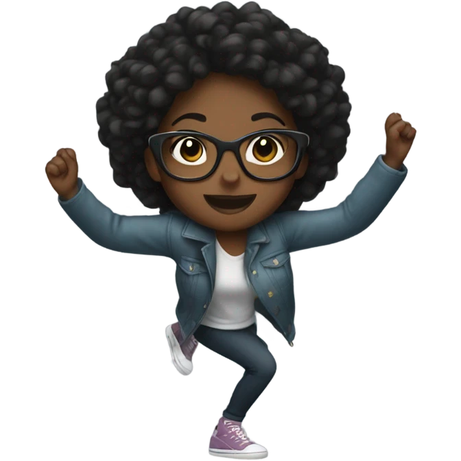 Black girl with glasses dancing emoji