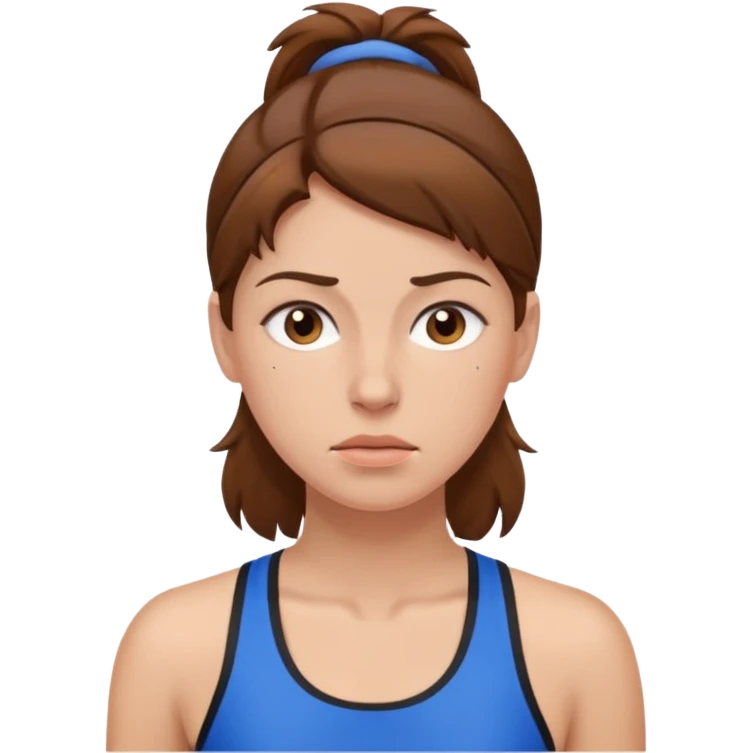 피곤해보이는, 운동복 입은 여자 / 흰피부 /  갈색머리 emoji