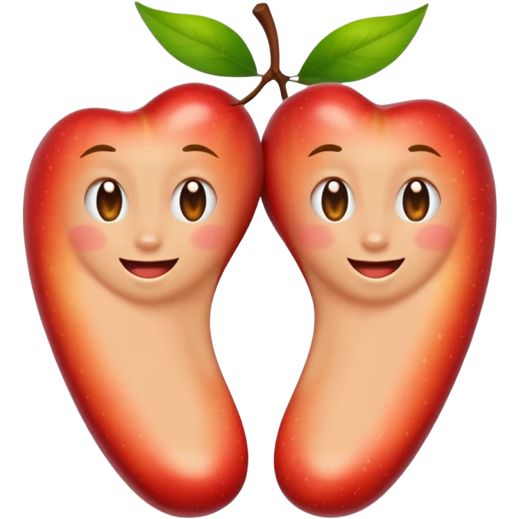 two feet soles, apple emoji style, winking, inspired by reference image emoji