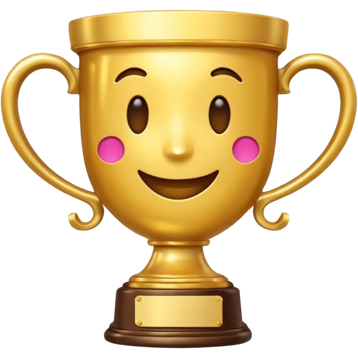 trophy with handles, shiny, cheerful emoji style emoji
