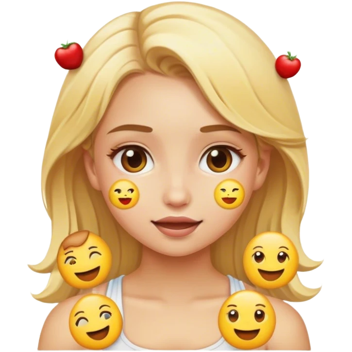 blonde white girl with nutrition emojis around her emoji