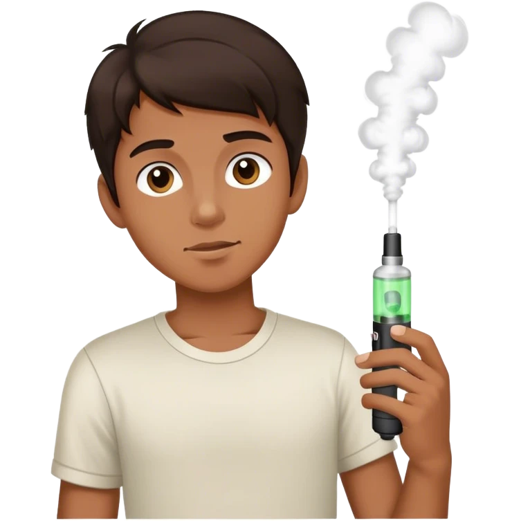 boy with dark brown hair holding vape  emoji