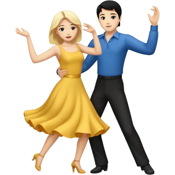 couple dancing full body man black hair woman blonde emoji