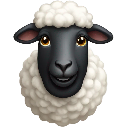 Black sheep with white bow and horns emoji
