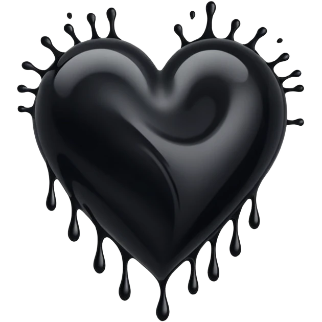 black ink heart emoji with ink streaks emoji
