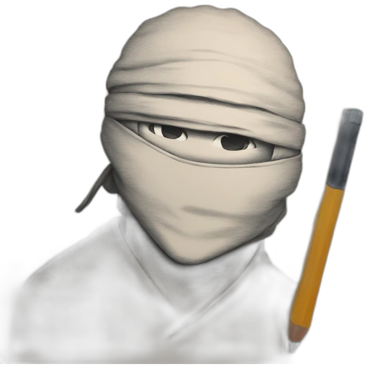 Ninja fait un dessin avec un crayon à papier emoji