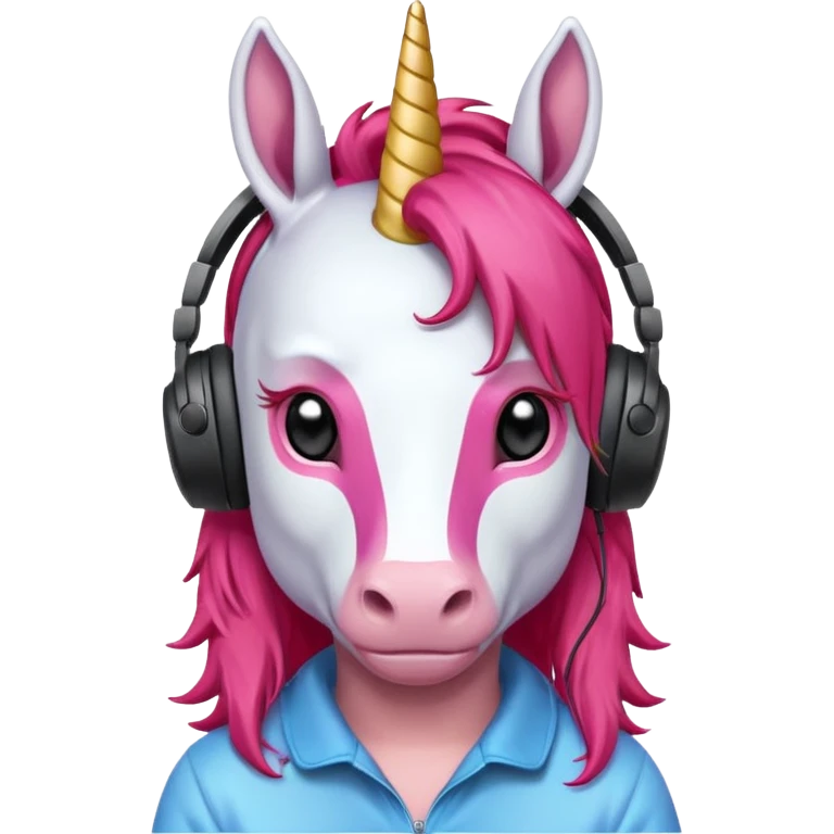 headphone wearing unicorn with red hair emoji
