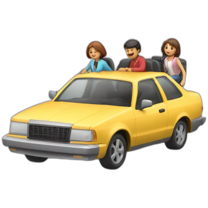 Car with 3 people riding emoji