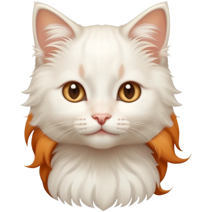 Long-haired cute white kitten with a little ginger on its head emoji