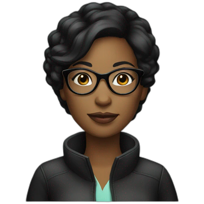 black hair woman designer with glasses emoji