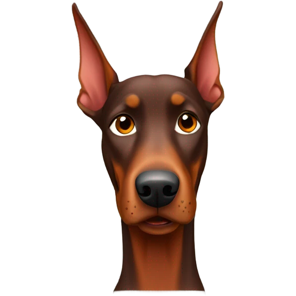 Red Doberman without cropped ears face facing front happy eyes emoji