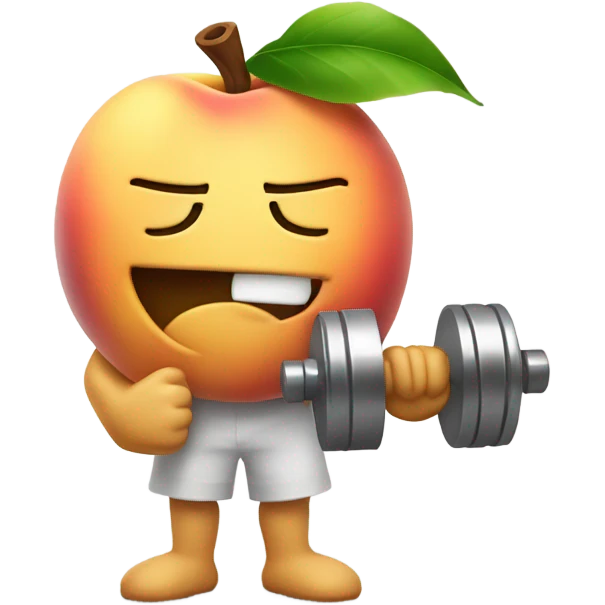 Peach winking and lifting weights with 2 arms cute smile  emoji