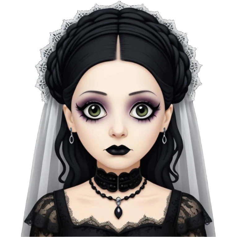 Lene Lovich like a gothic bride in dirty lace emoji