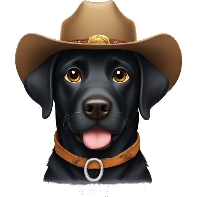 Black labrador wearing cowboy hat emoji